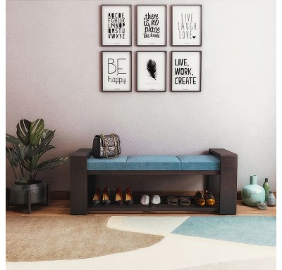 Collab Wooden Bench (Brown Fabric)